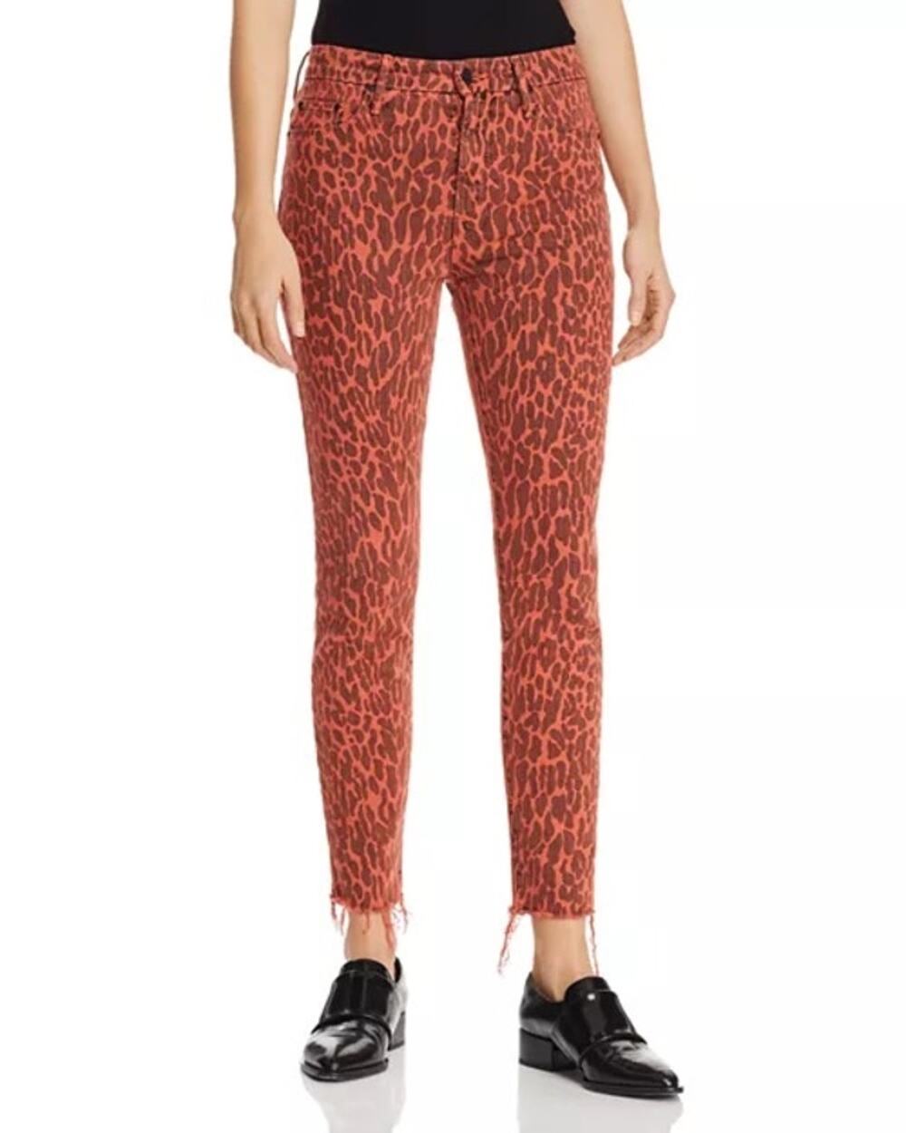 Mother High Waisted Looker Ankle Fray Leopard Jeans in Animal Attraction Size 26